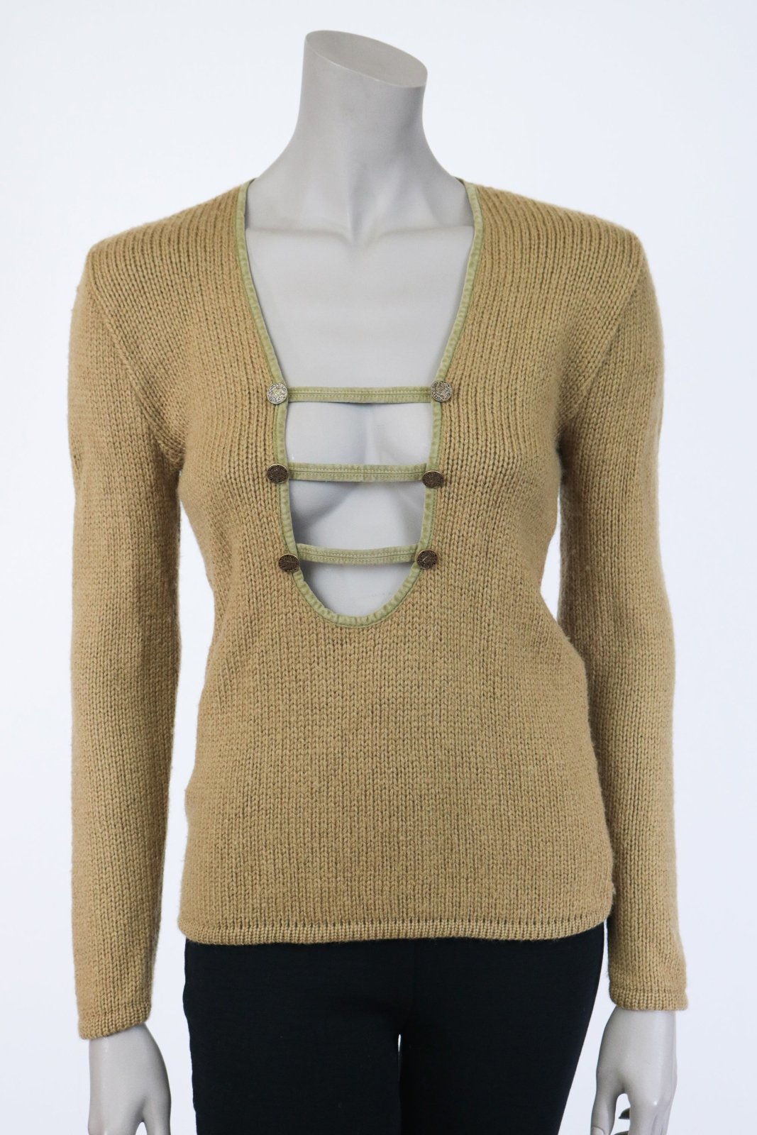 1960s Deep Scoop Neck Wool Sweater | Floria Vintage