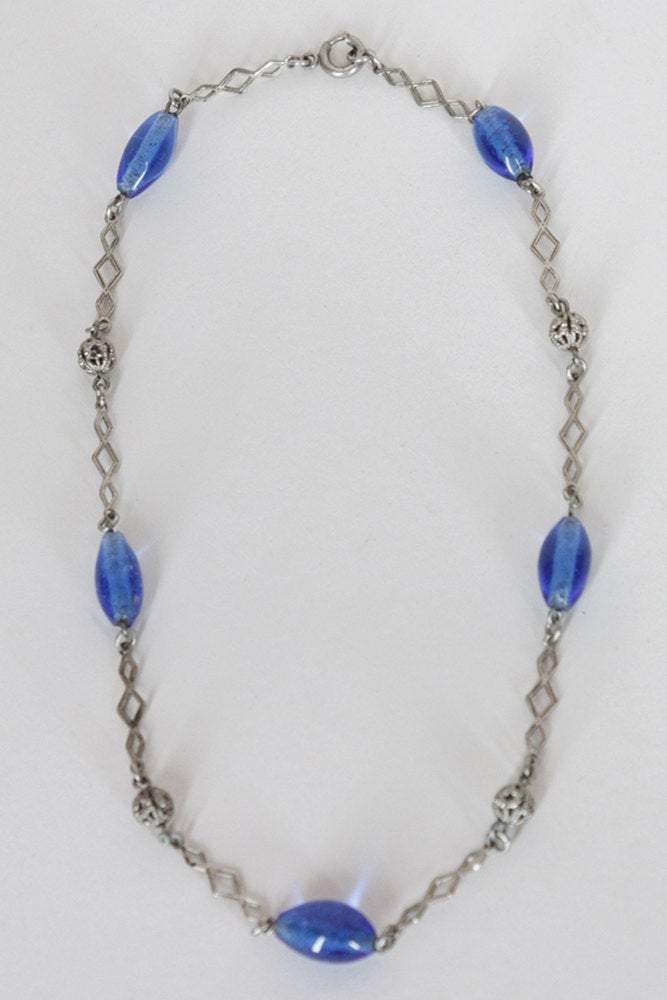 1930s Blown Glass Bead Necklace - Floria Vintage