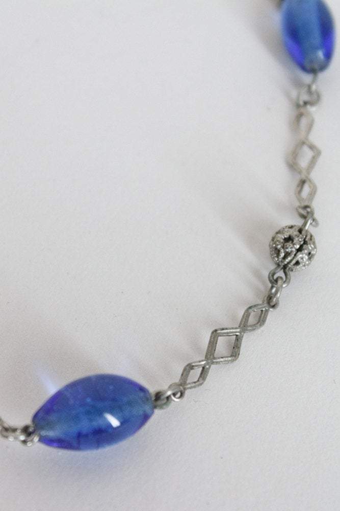 1930s Blown Glass Bead Necklace - Floria Vintage