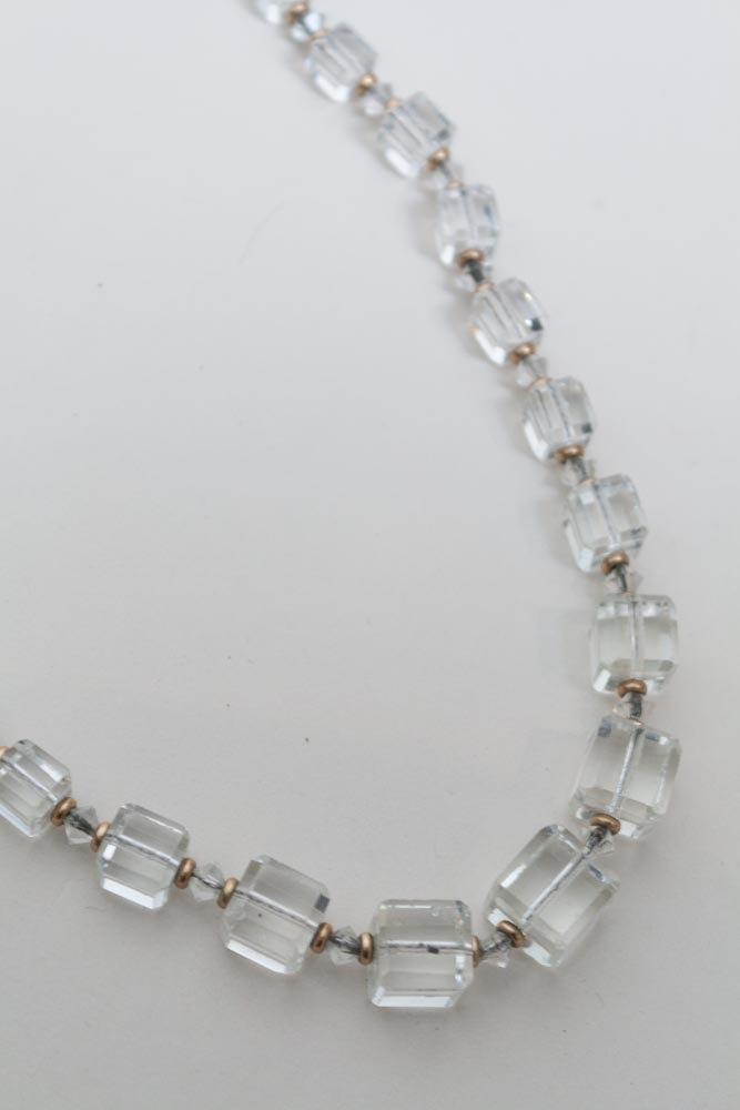 1930s Crystal Cube Bead Necklace - Floria Vintage