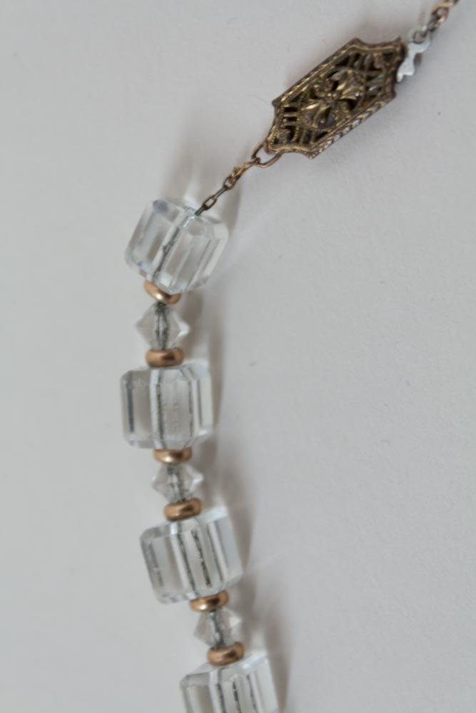 1930s Crystal Cube Bead Necklace - Floria Vintage