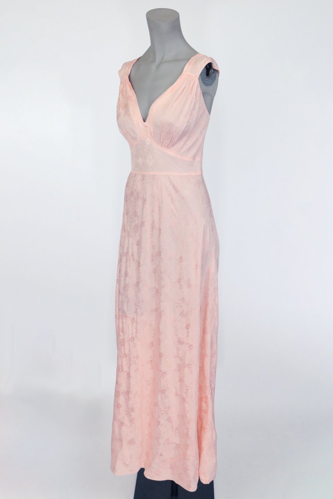 1940s Pink Rayon Floral Nightgown - Floria Vintage