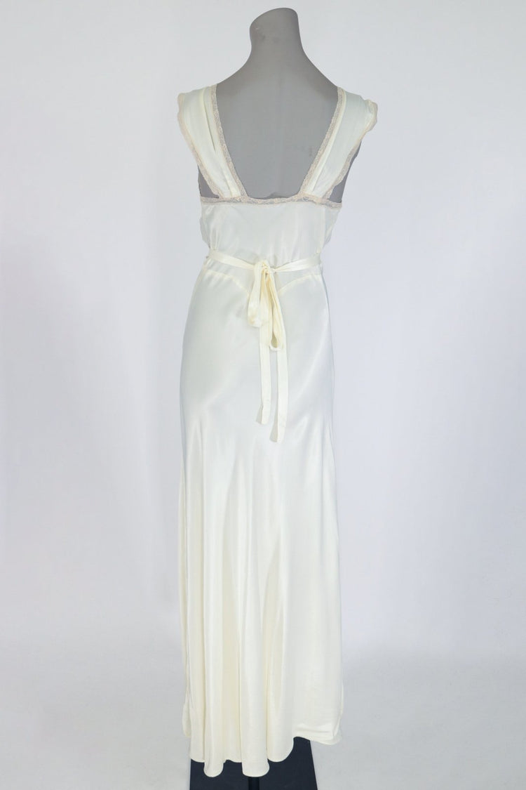 1940s Rayon Satin and Lace Nightgown - Floria Vintage