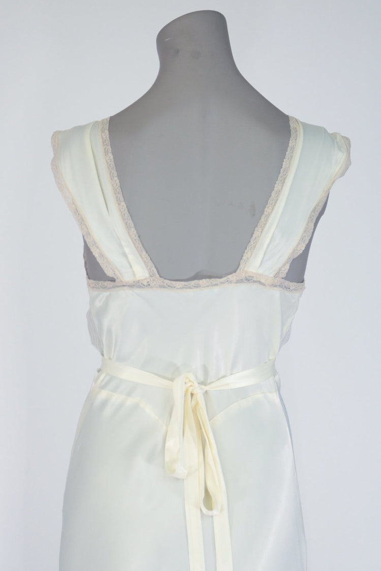 1940s Rayon Satin and Lace Nightgown - Floria Vintage