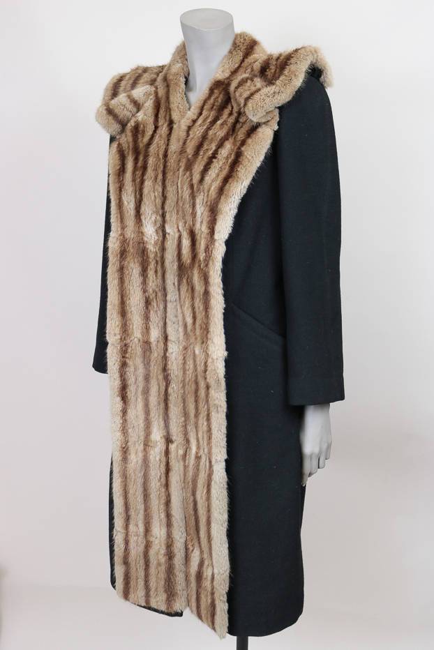 1940s Wool Overcoat with Fur Front - Floria Vintage