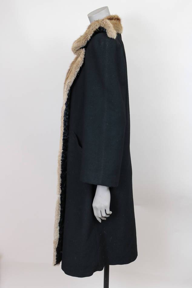 1940s Wool Overcoat with Fur Front - Floria Vintage