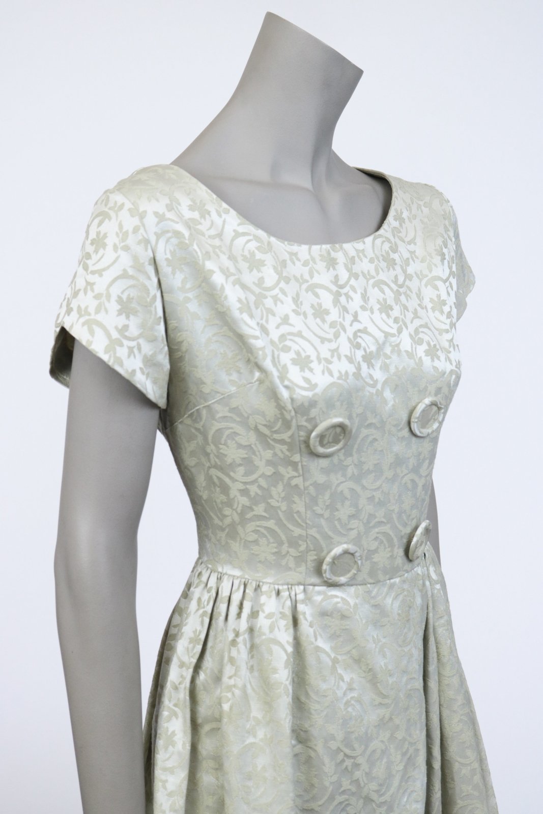 1950s 1960s Cotton Damask Dress - Floria Vintage