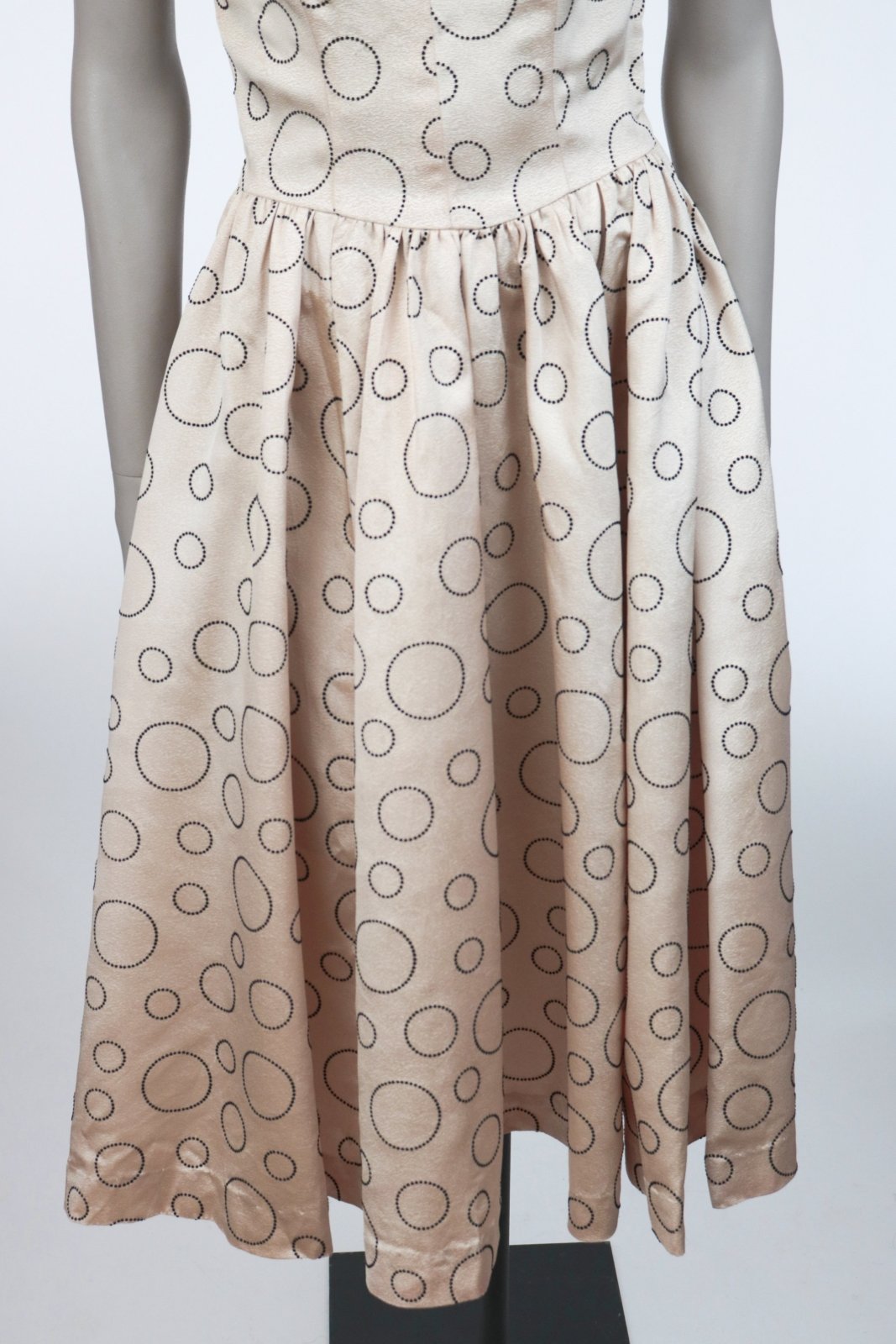1950s Flocked Satin and Velvet Dress - Floria Vintage