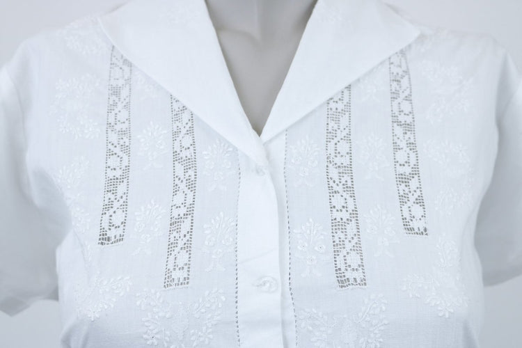 1950s Hand Embroidered Blouse - Floria Vintage
