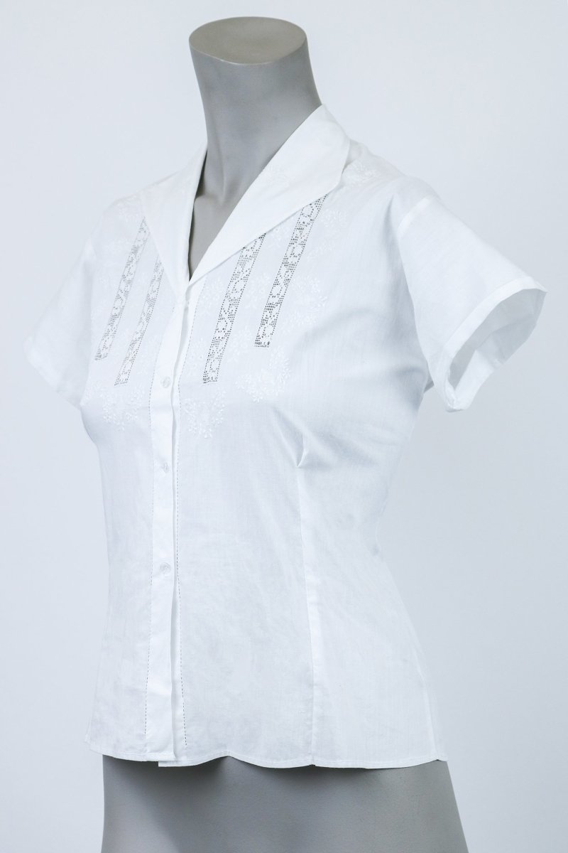 1950s Hand Embroidered Blouse - Floria Vintage