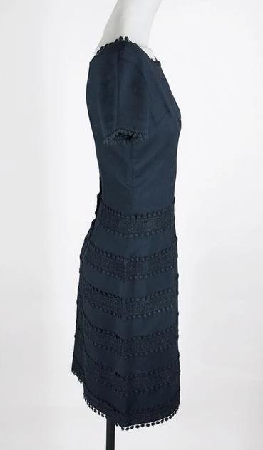 1950s L'Aiglon Linen & Crochet Sheath Dress - Floria Vintage
