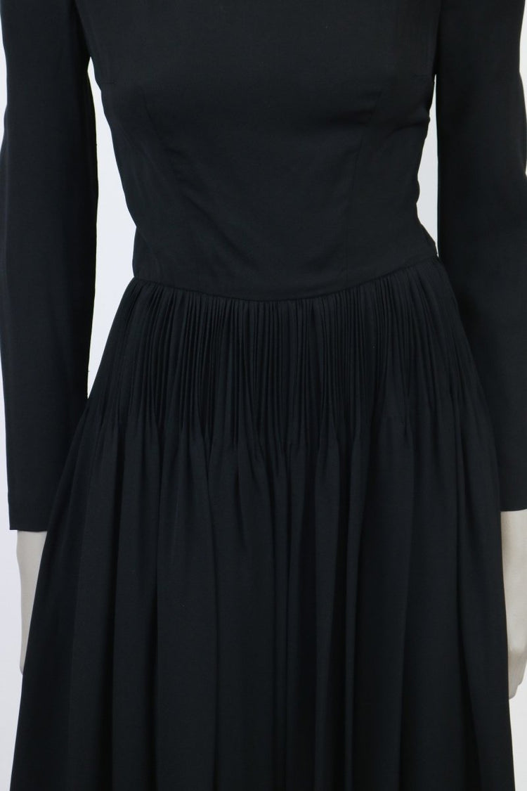 1950s Micro Pleat Low Back Dress - Floria Vintage
