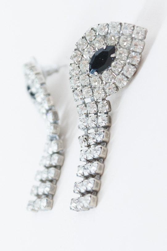 1950s Rhinestone Asymmetrical Dangle Earrings - Floria Vintage