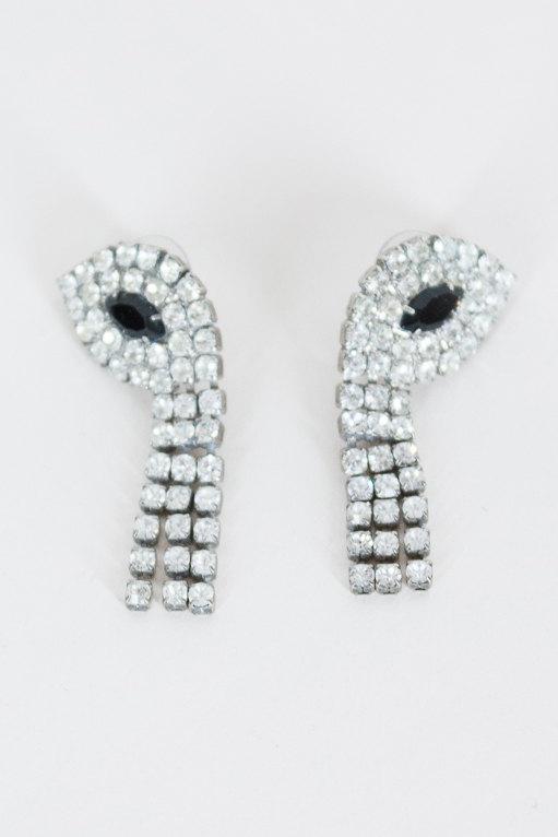 1950s Rhinestone Asymmetrical Dangle Earrings - Floria Vintage