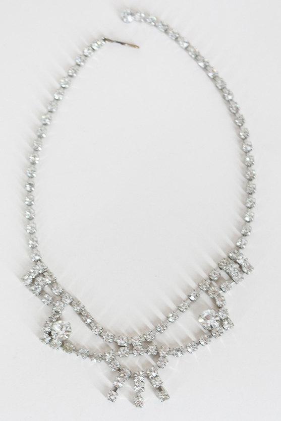 1950s Rhinestone Bow Choker Necklace - Floria Vintage