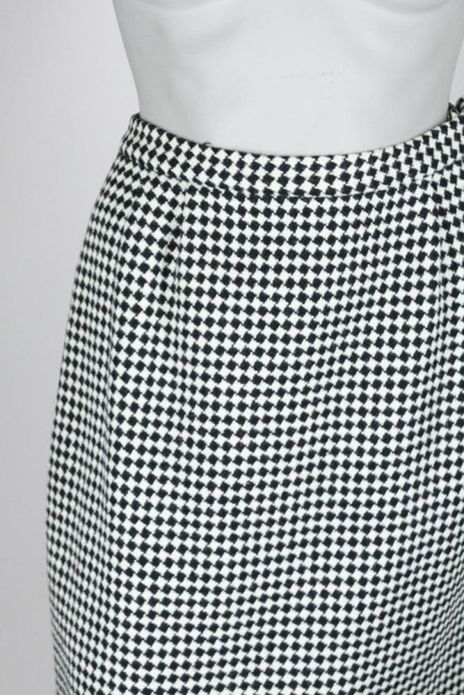 1960s Diamond Check Wool Pencil Skirt - Floria Vintage
