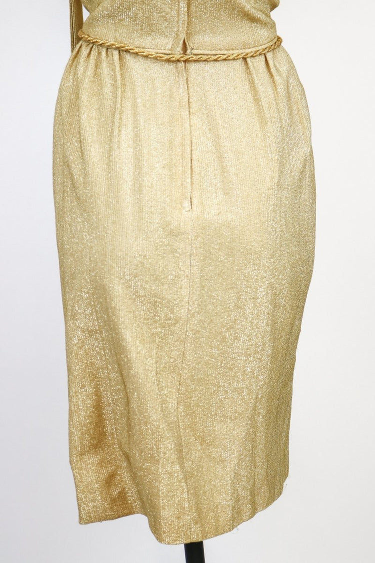 1960s Lame Sleeveless Sheath Dress - Floria Vintage