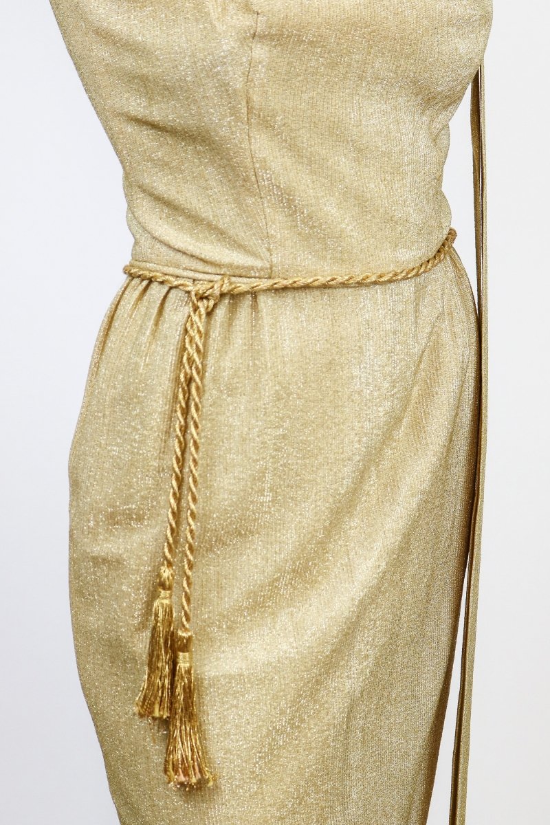 1960s Lame Sleeveless Sheath Dress - Floria Vintage