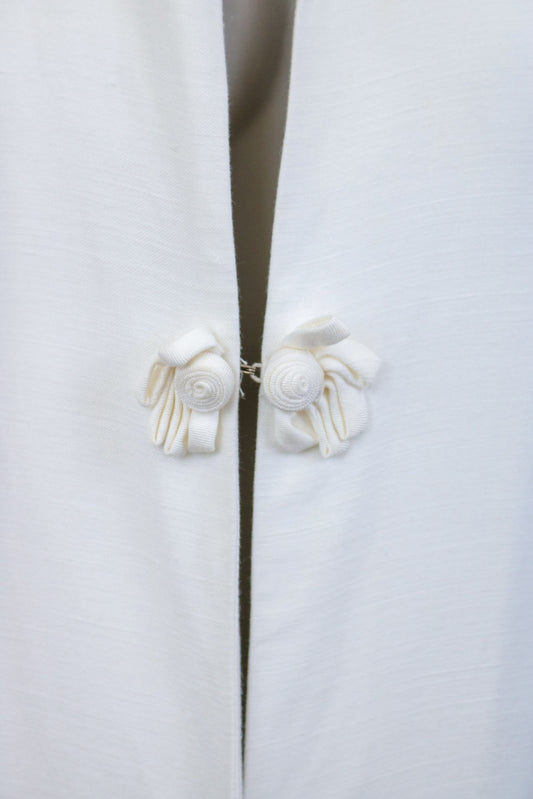 1960s Minimalist Long Cream Vest - Floria Vintage