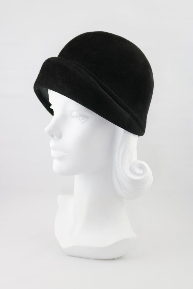1960s Wool Velour Cloche Hat - Floria Vintage