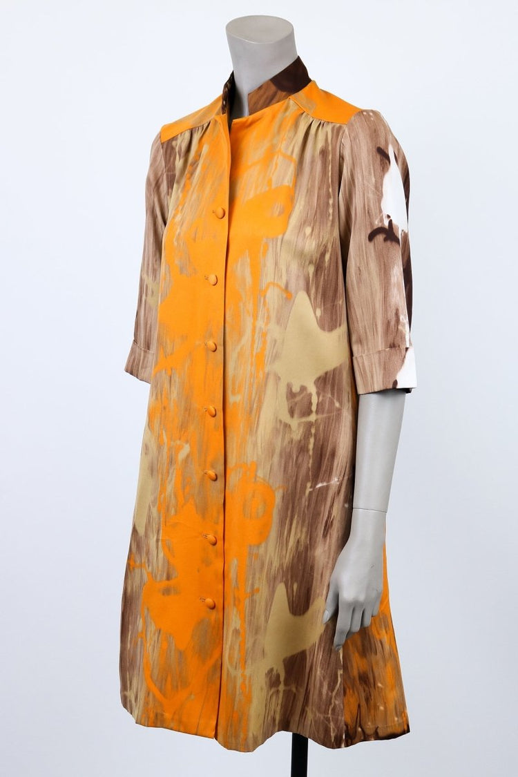 1970s Abstract Print Shift Dress - Floria Vintage