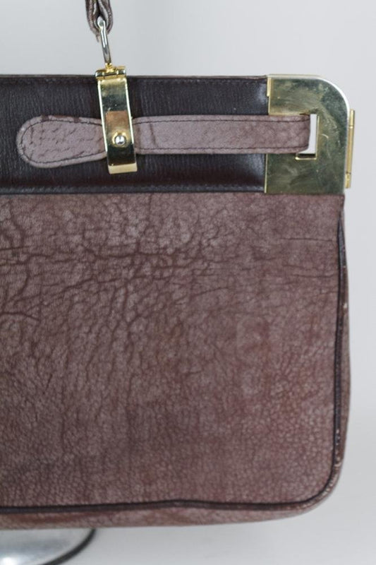 1970s Distressed Leather Satchel Purse - Floria Vintage
