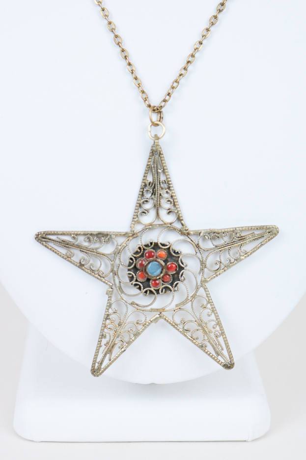 1970s Filigree Star Necklace - Floria Vintage