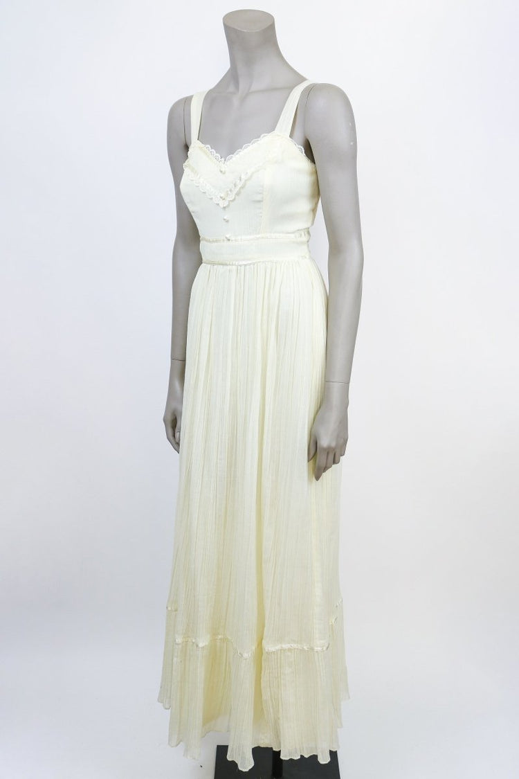 1970s Romantic Boho Gown with Bolero - Floria Vintage