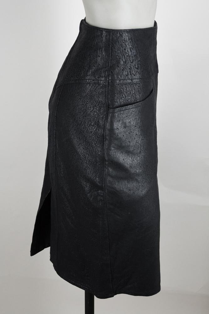 1970s Textured Leather Midi Pencil Skirt - Floria Vintage