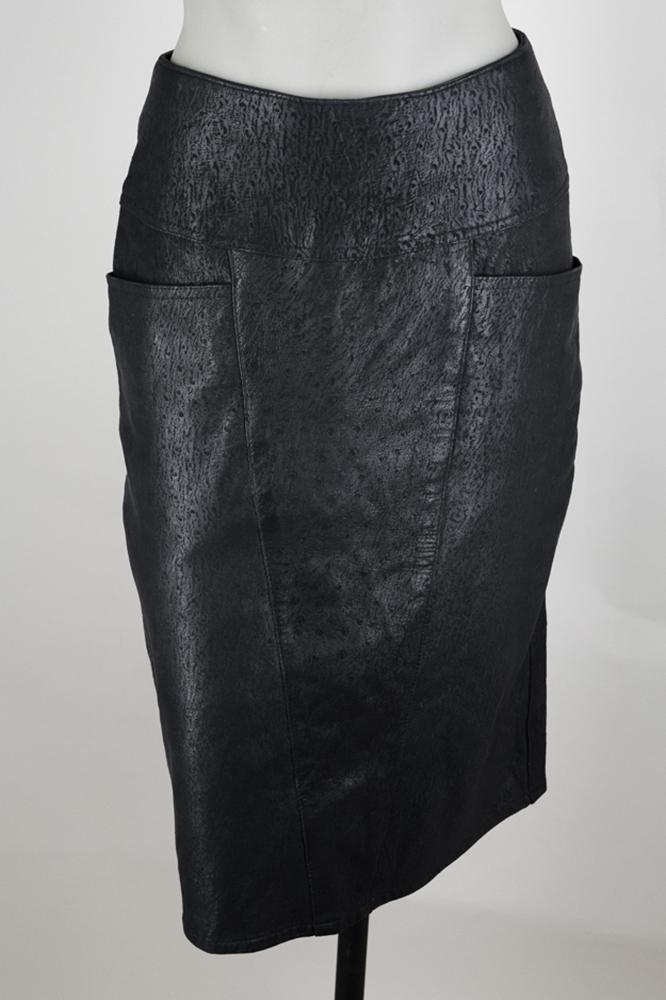 1970s Textured Leather Midi Pencil Skirt - Floria Vintage