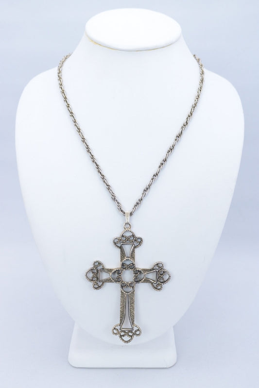 1973 Limited Edition Sarah Coventry Victorian Cross Necklace - Floria Vintage