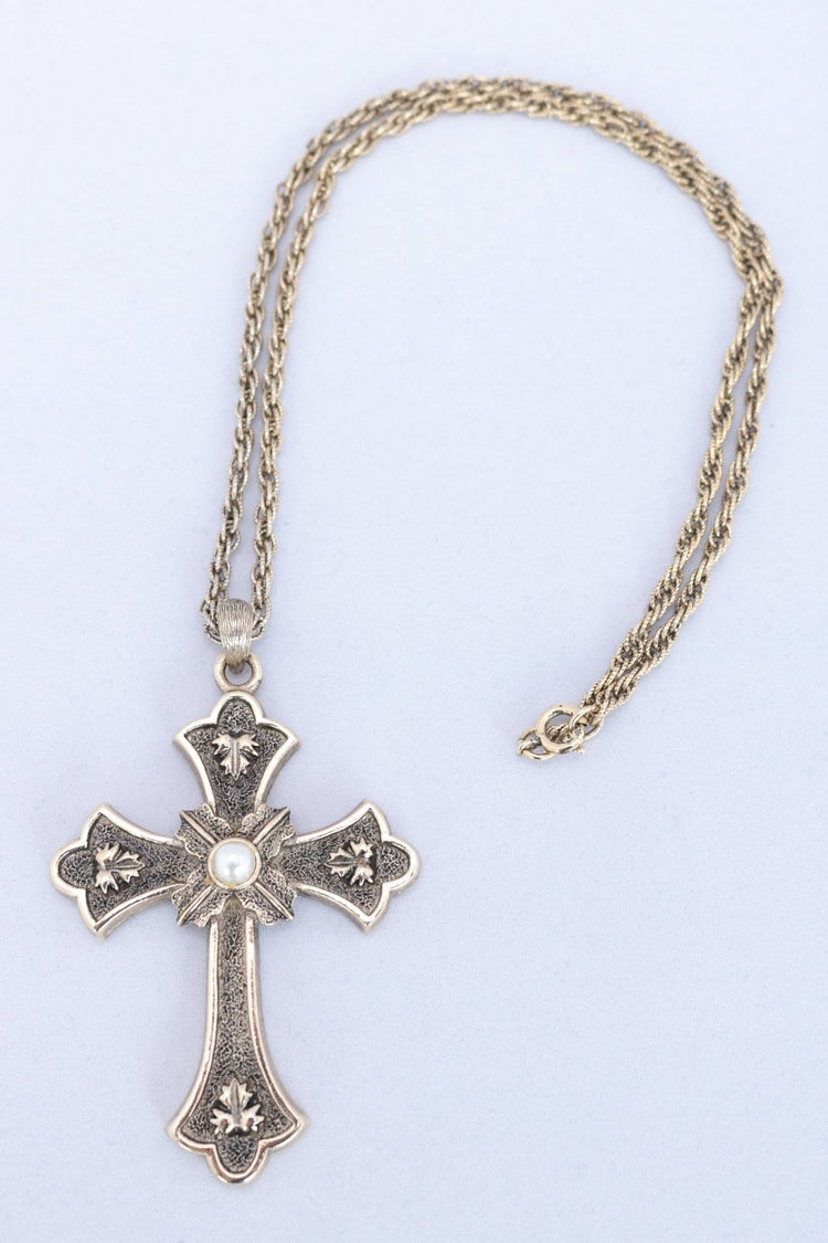 1975 Limited Edition Sarah Coventry Peace Cross Necklace - Floria Vintage
