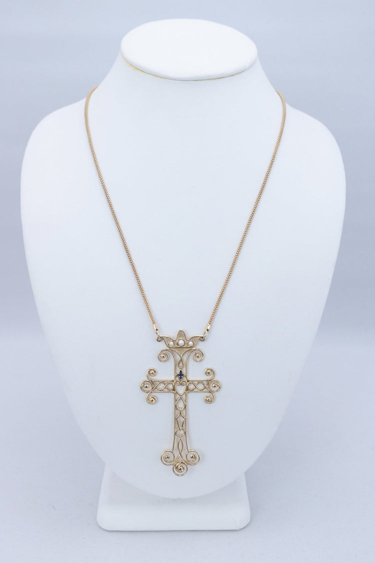 1977 Limited Edition Sarah Coventry Majestic Cross Necklace - Floria Vintage