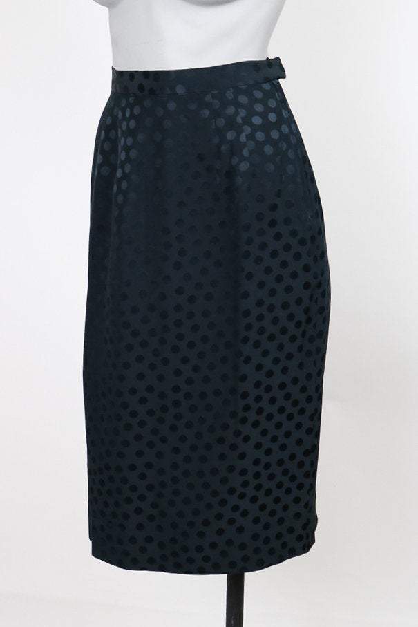1980s Albert Nipon Polka Dot Silk Skirt - Floria Vintage
