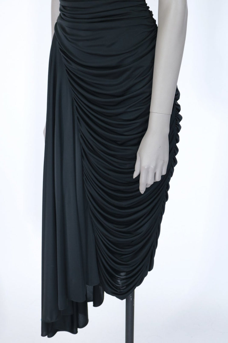 1980s Casadei Draped Asymmetric Sheath Dress - Floria Vintage