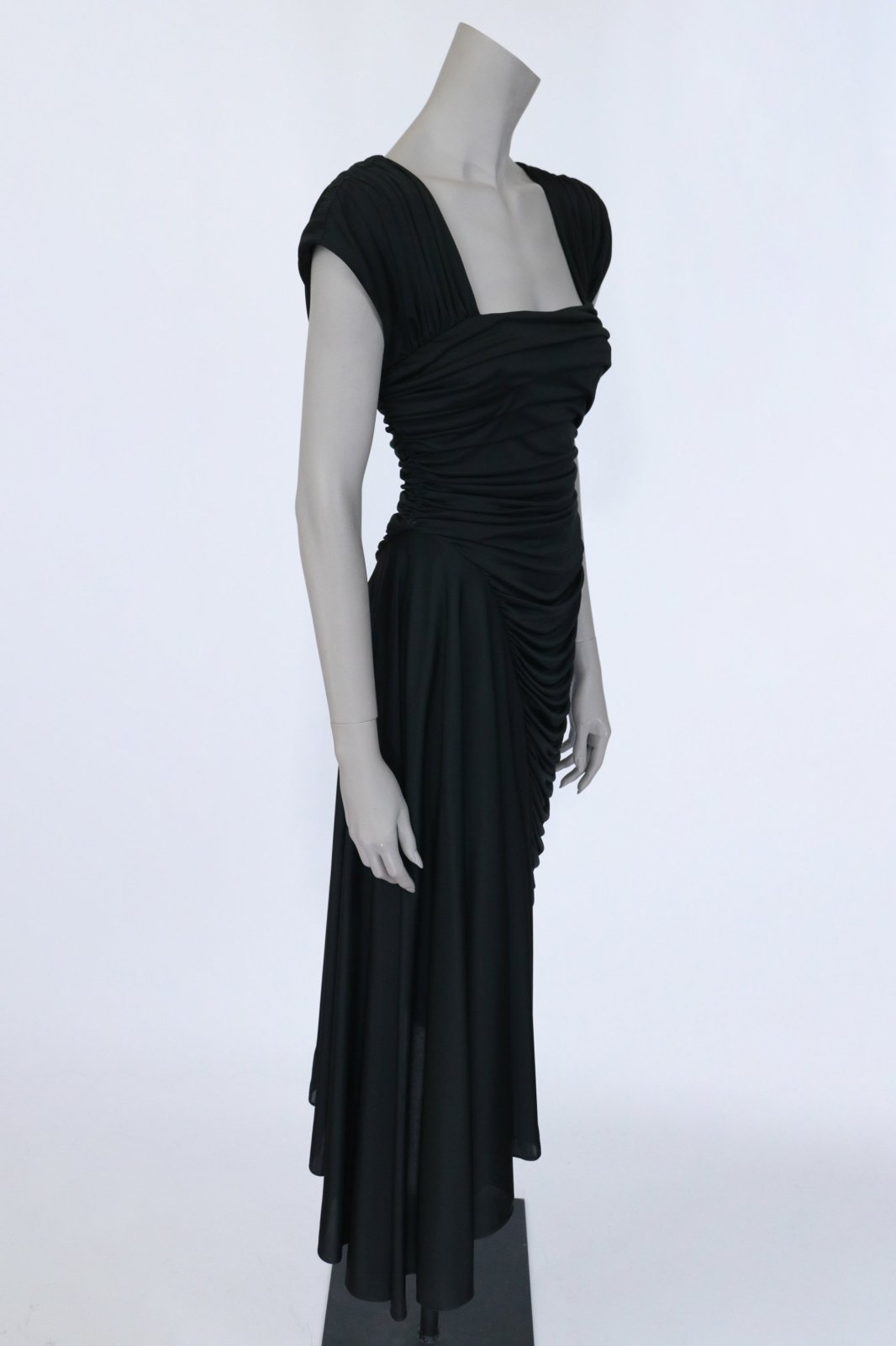 1980s Casadei Draped Asymmetric Sheath Dress - Floria Vintage