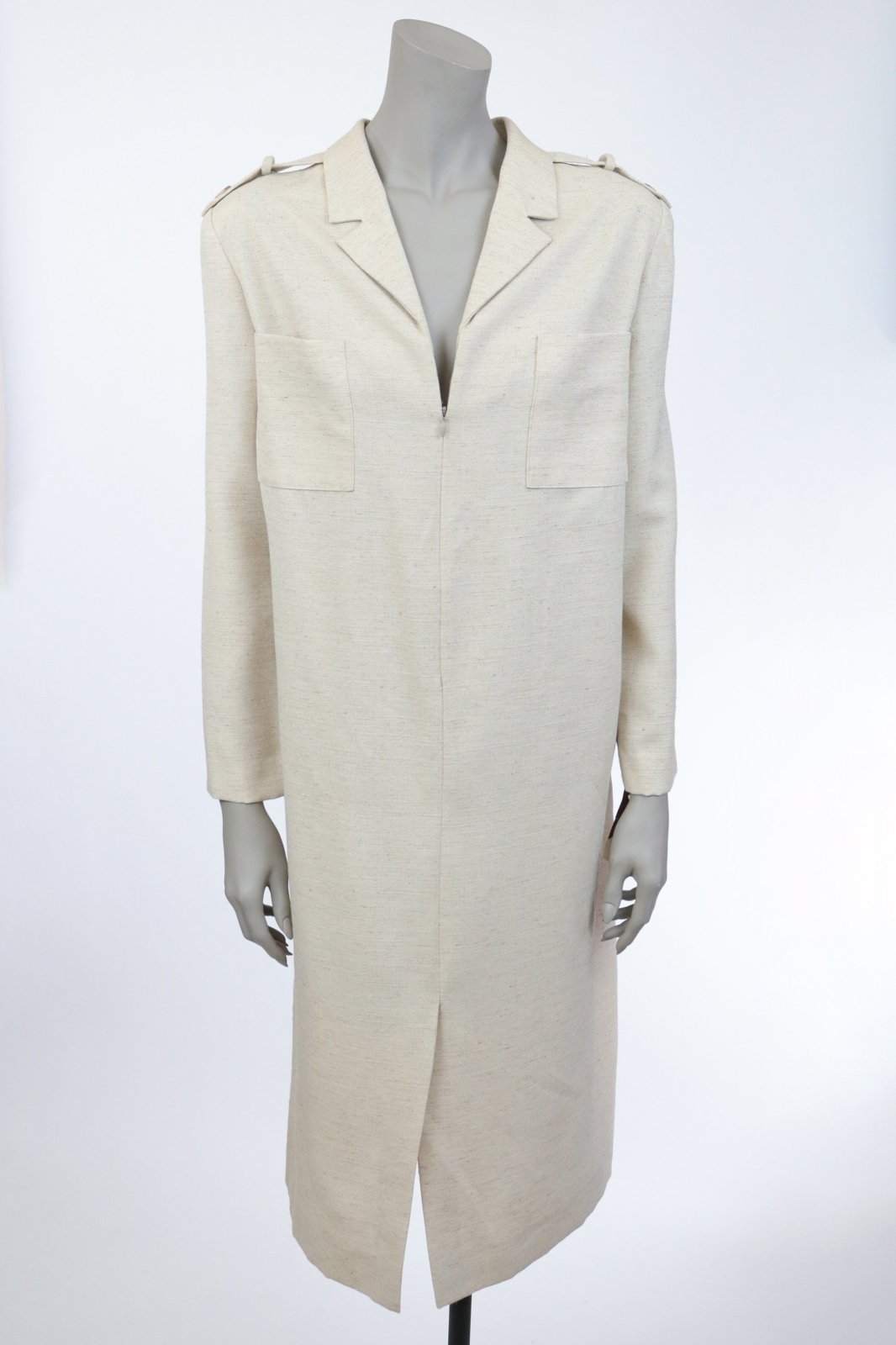 1980s Flax/Silk Blend Shirt Dress - Floria Vintage
