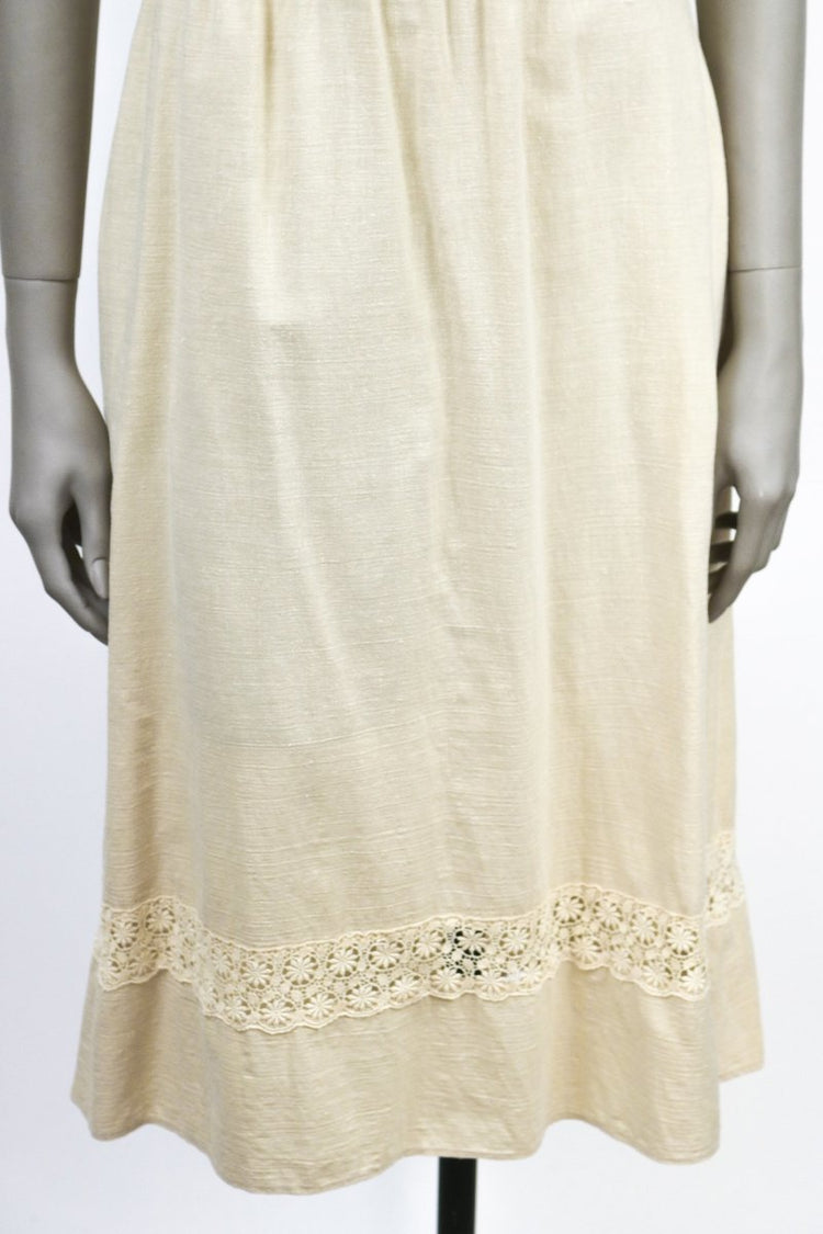 1980s Linen & Lace Slouch Dress - Floria Vintage