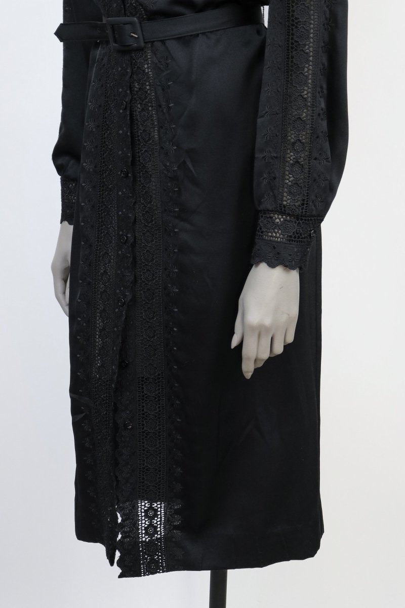 1980s Serbin Lace Belted Shirt Dress - Floria Vintage