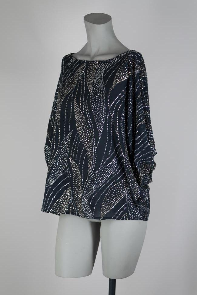 1980s Sheer Glitter Batwing Tunic Top - Floria Vintage