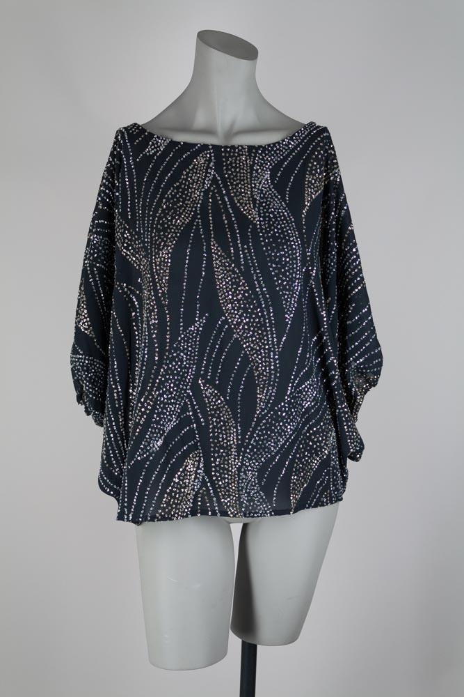 1980s Sheer Glitter Batwing Tunic Top - Floria Vintage