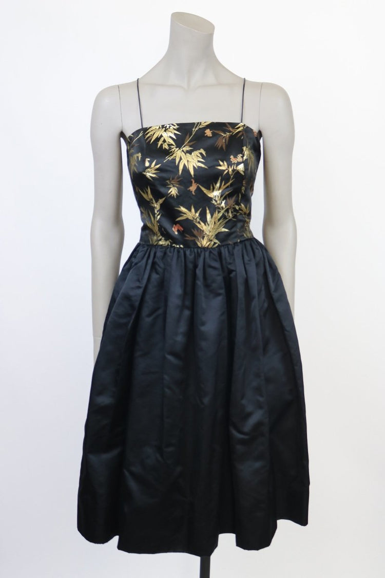 1980s Silk Chinese Jacquard Party Dress - Floria Vintage