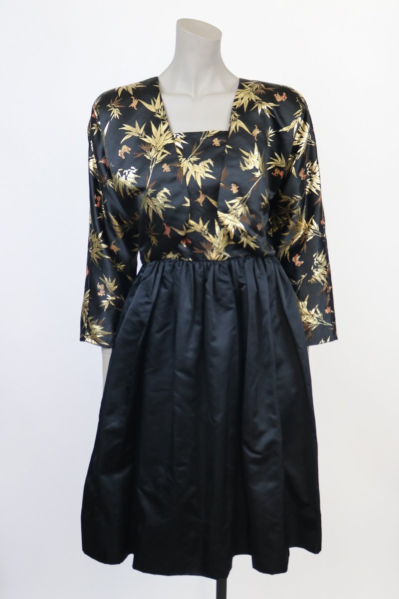 1980s Silk Chinese Jacquard Party Dress - Floria Vintage