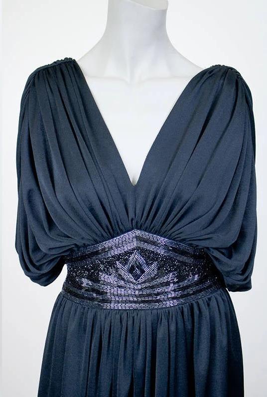 1980s Tadashi Beaded Draped Tunic Dress - Floria Vintage