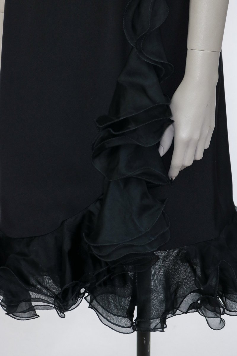 1990s Black Silk Ruffled Wrap Skirt - Floria Vintage