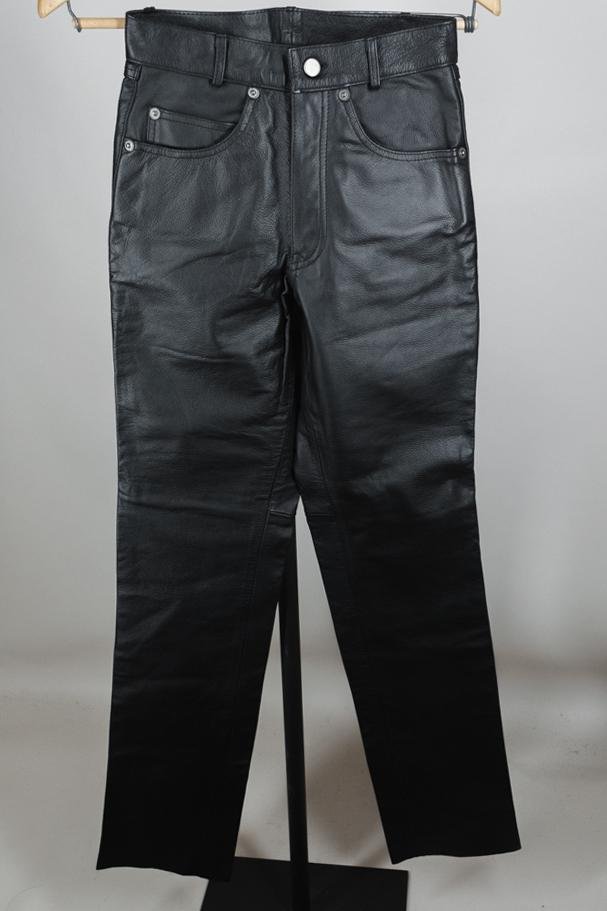 1990s Leather Straight Leg Motorcycle Pants - Floria Vintage