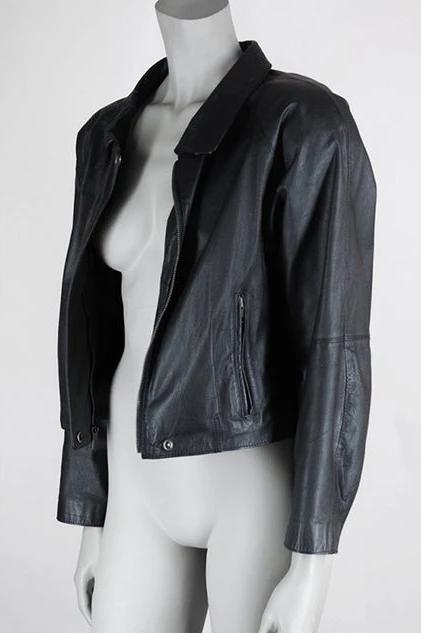 1990s Nordstrom Short Leather Bomber Jacket - Floria Vintage