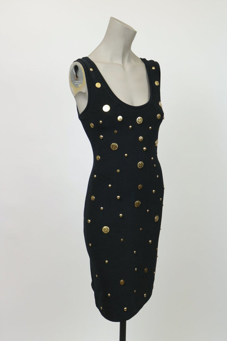 1990s Stretch Coin Studded Bodycon Dress - Floria Vintage