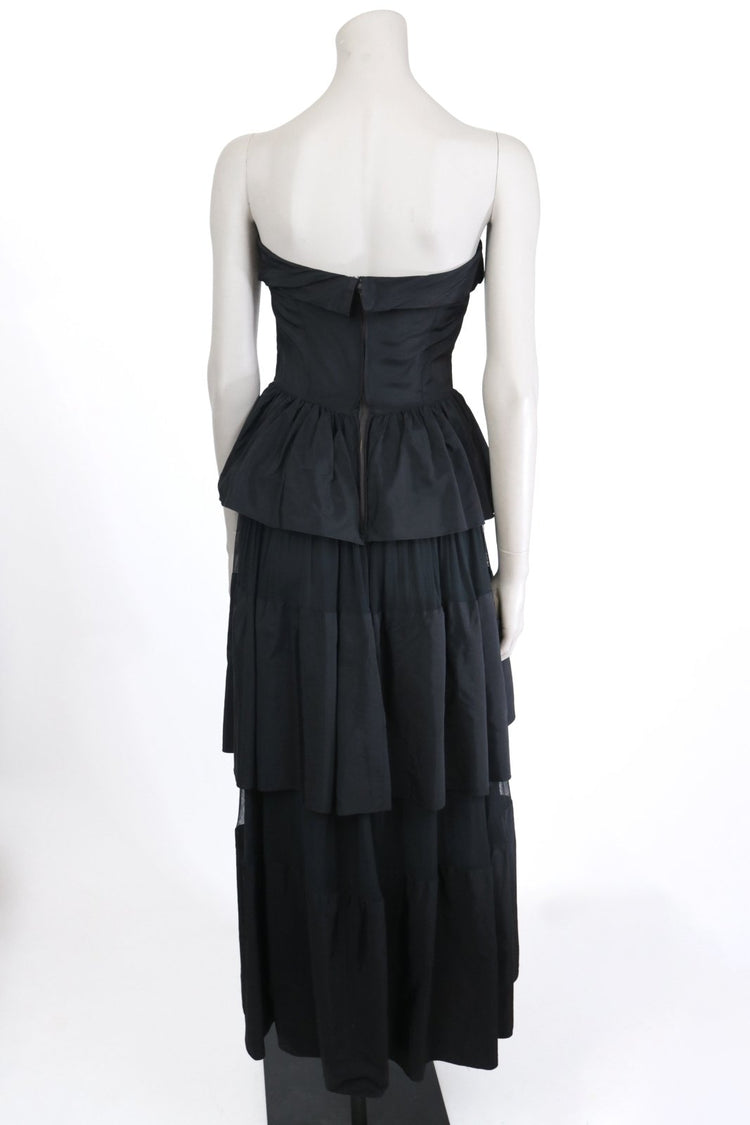 Late 1940s Strapless Tiered Gown - Floria Vintage